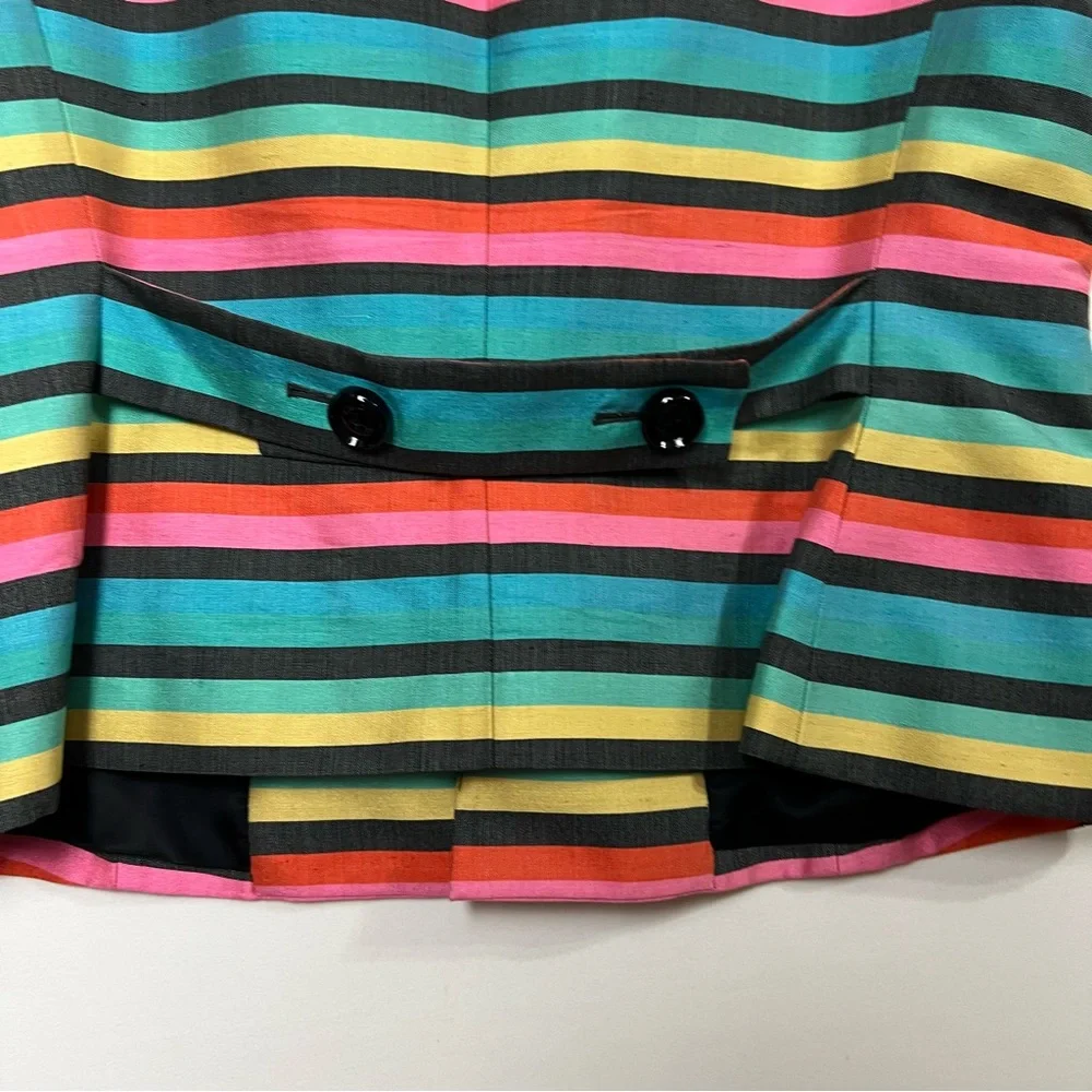 Vintage 1990s Christian Dior Colorful Stripe Two Button Silk Jacket US 10